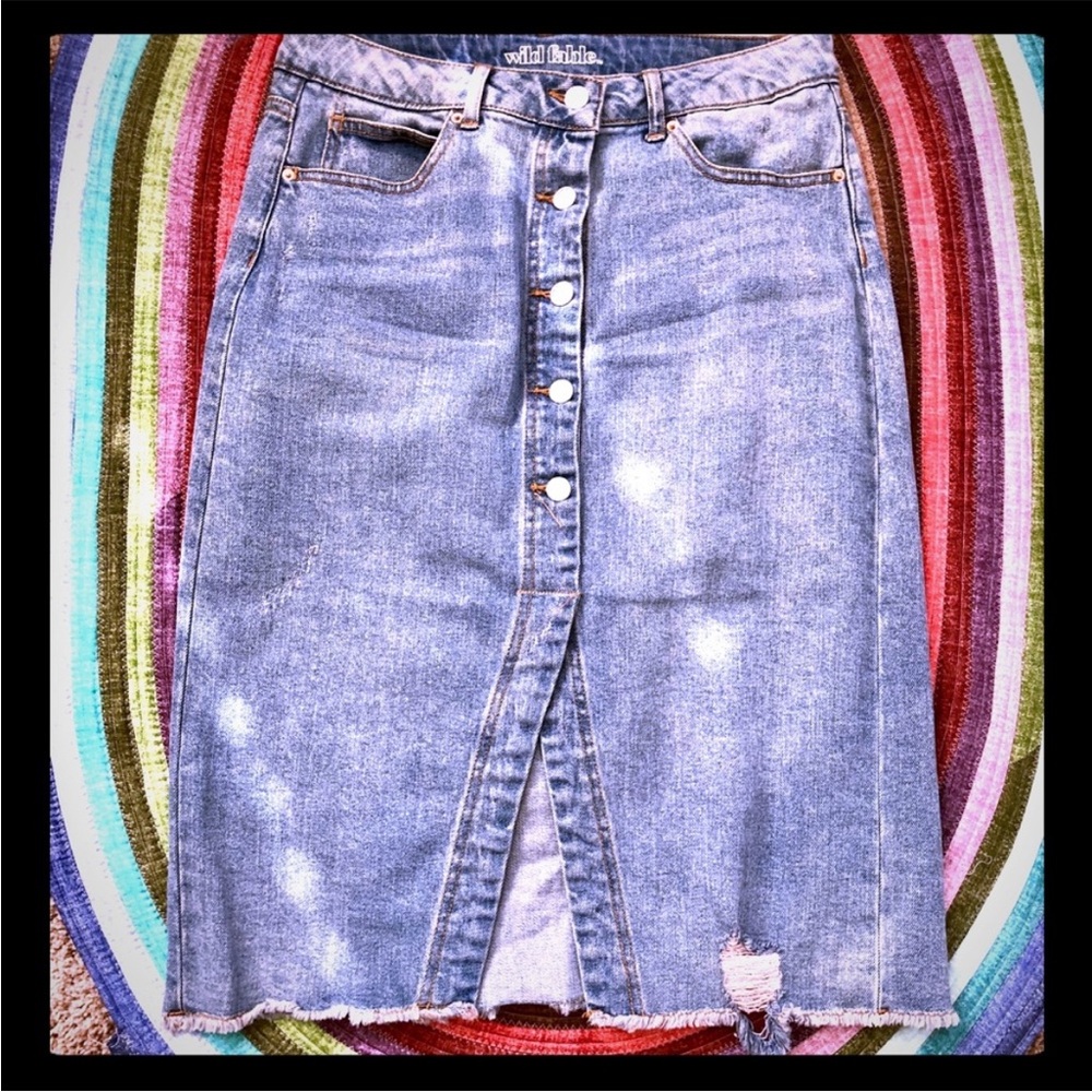 Wild Fable Blue Button-Up Denim Skirt 8